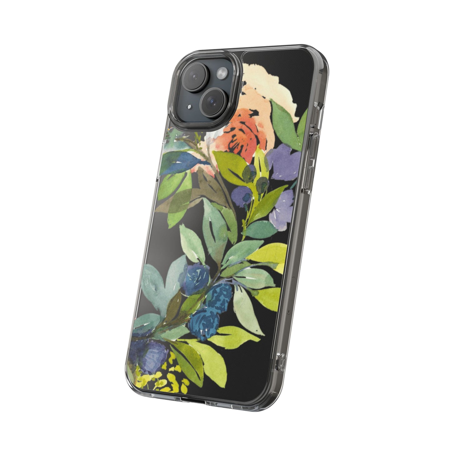 Watercolor Floral Blooms Wreath Clear Phone Case Design - Brooke Zitting, LLC