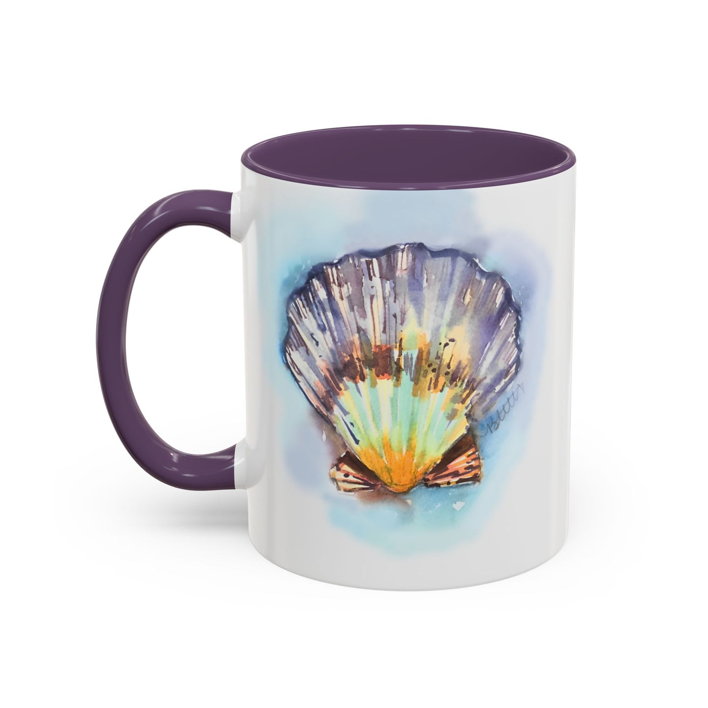 This Seashell Mug with Accent Color (11oz, 15 oz) - Brooke Zitting, LLC