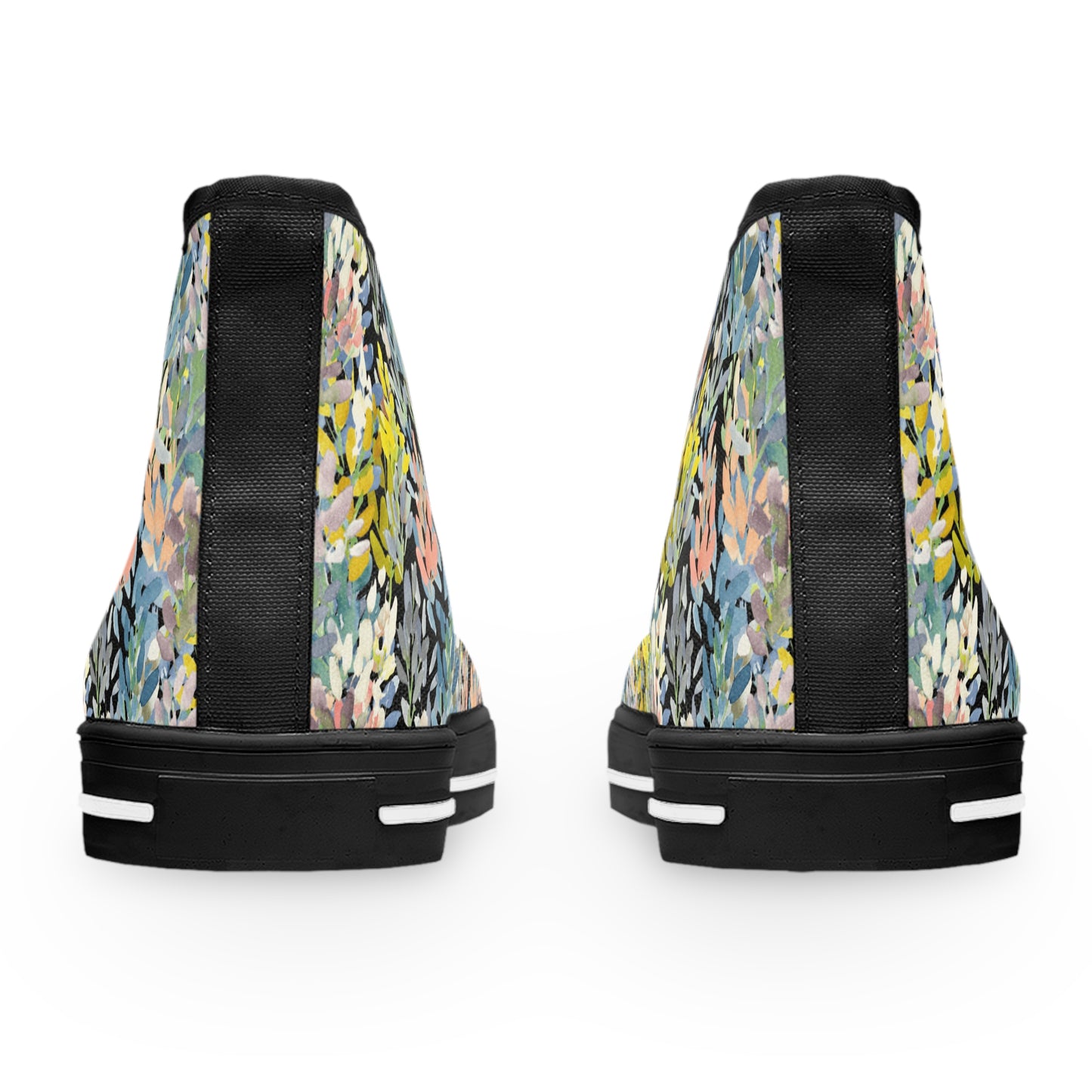 Petal Parade Dark Colorful High Top Sneakers with Floral Design – Stylish Shoes for All | Unique Gift Idea - Brooke Zitting, LLC