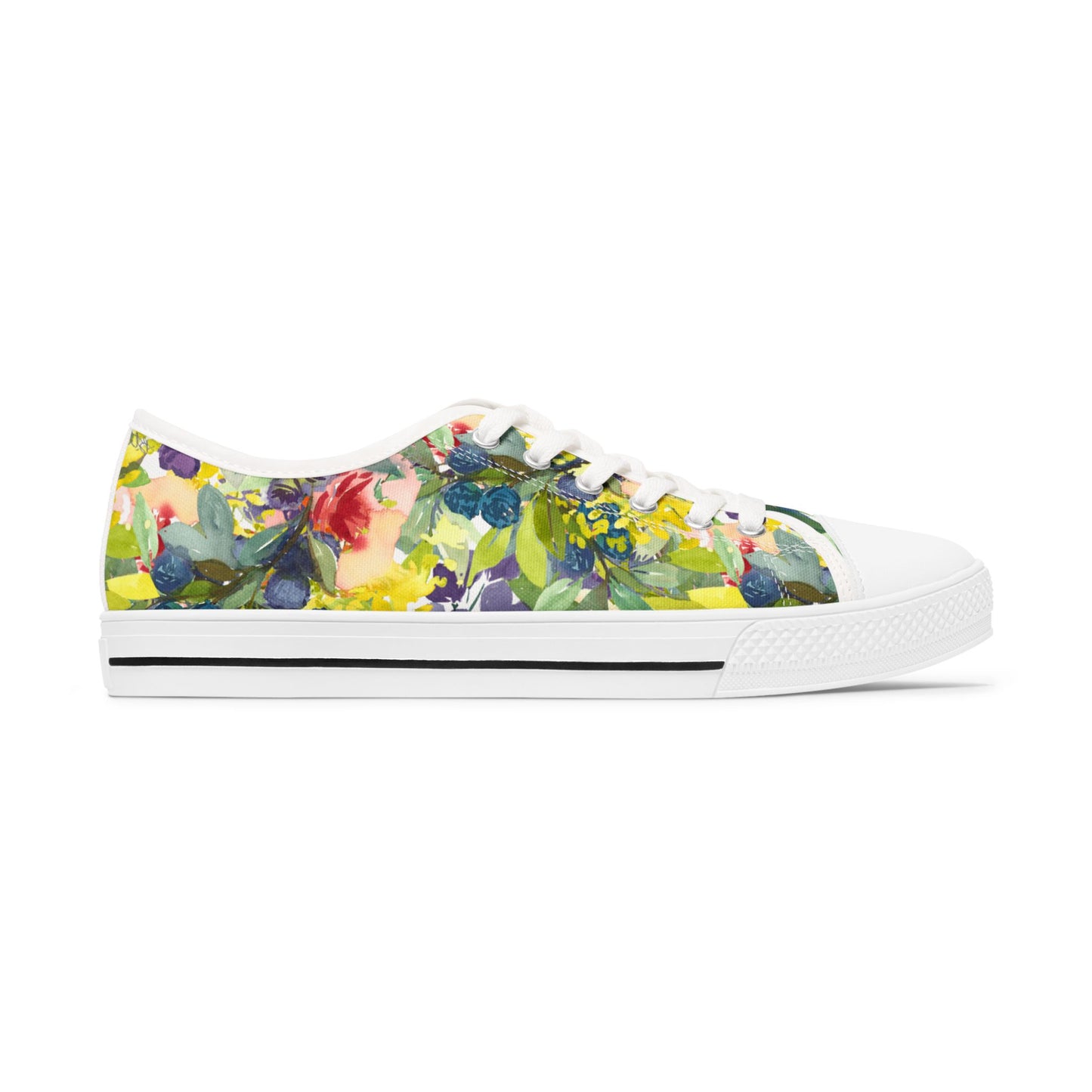 Watercolor Expressive Floral Wreath Low Top Sneakers – Stylish Shoes for All | Unique Gift Idea - Brooke Zitting, LLC