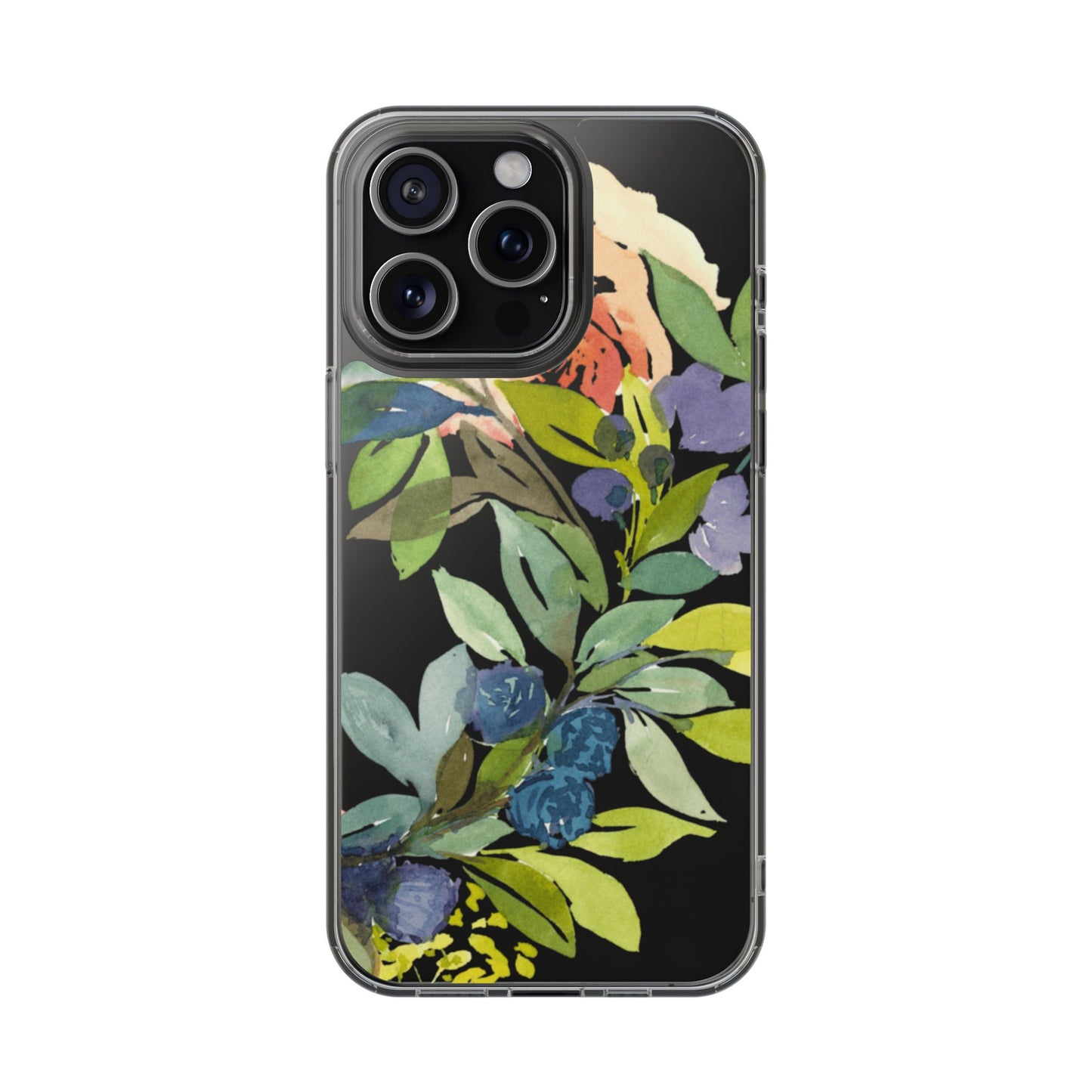 Watercolor Floral Blooms Wreath Clear Phone Case Design - Brooke Zitting, LLC