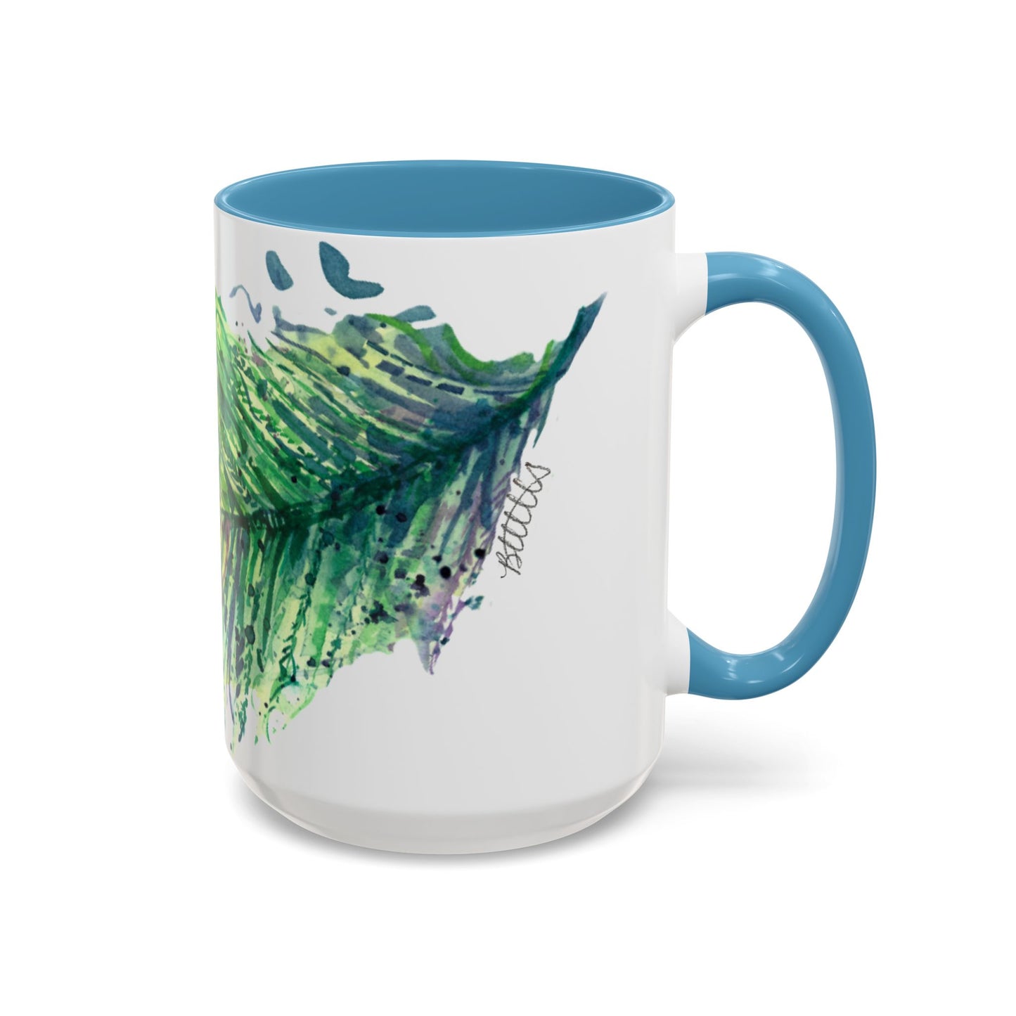 Light as a Feather Peacock Feather Accent Coffee Mug (11, 15oz) - Brooke Zitting, LLC