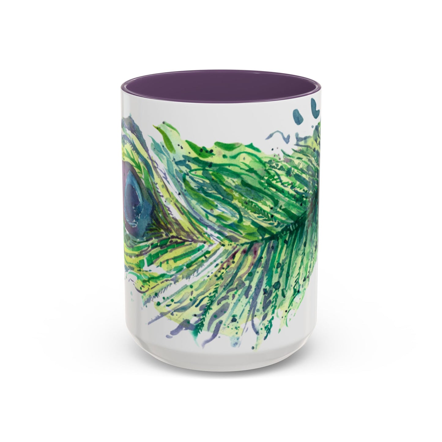Light as a Feather Peacock Feather Accent Coffee Mug (11, 15oz) - Brooke Zitting, LLC