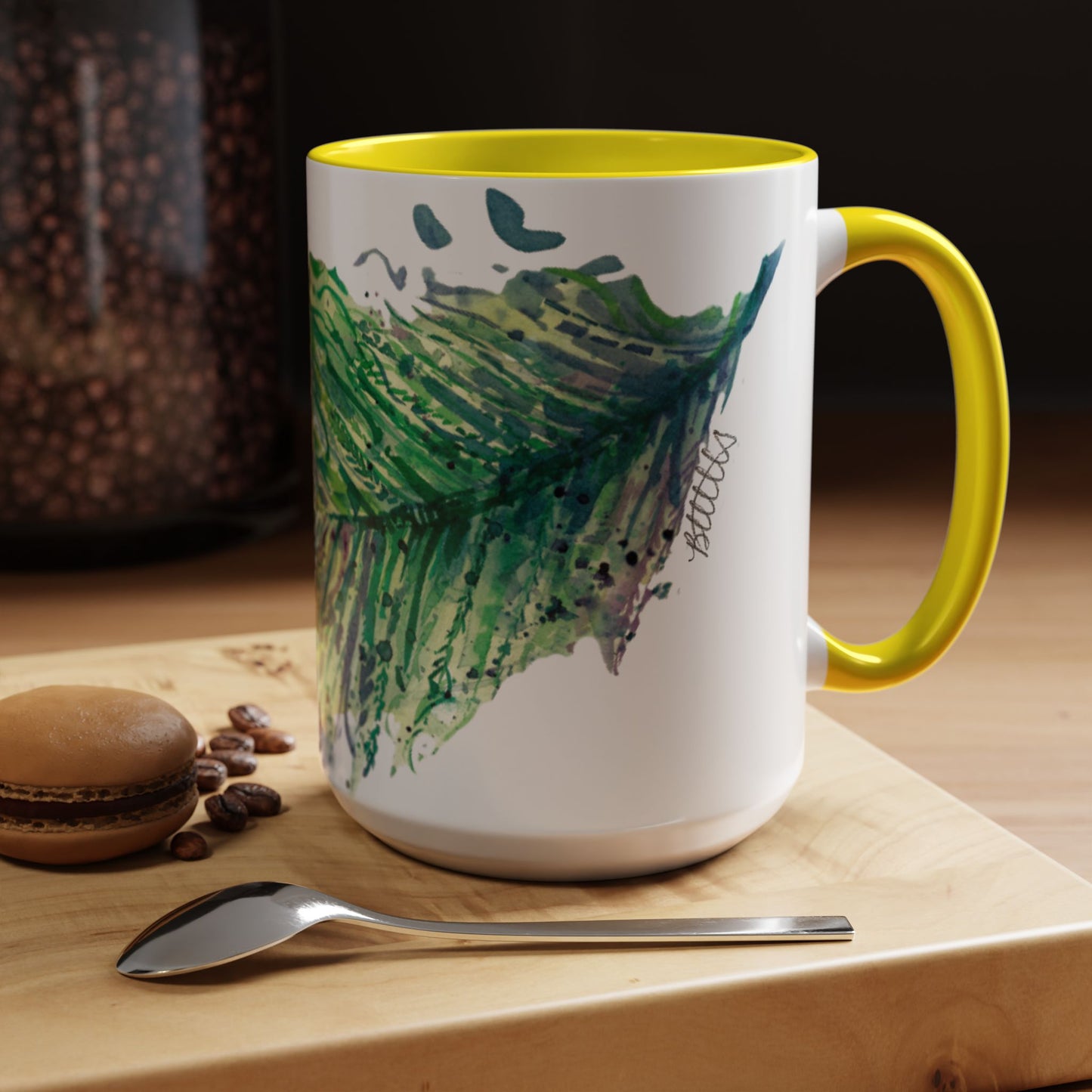 Light as a Feather Peacock Feather Accent Coffee Mug (11, 15oz) - Brooke Zitting, LLC