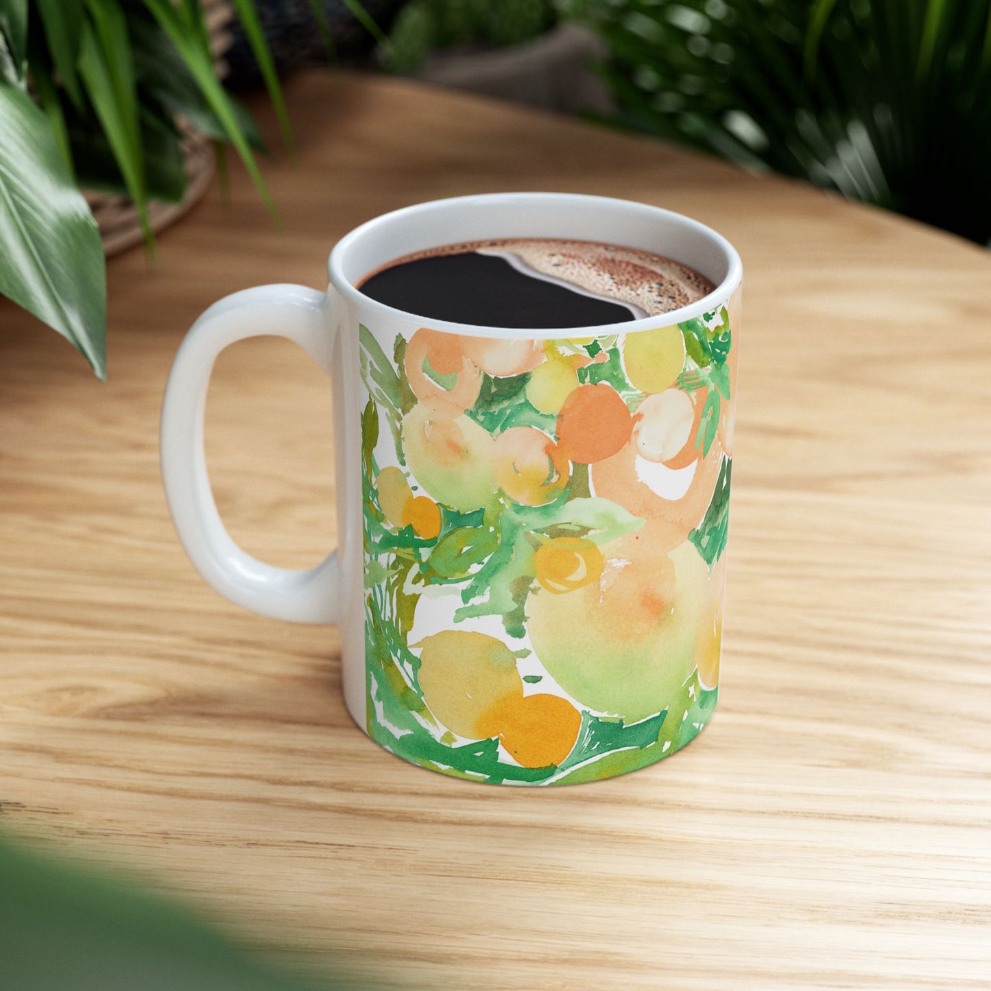 Peach Citrus Mug (11oz, 15oz) Watercolor Design - Brooke Zitting, LLC