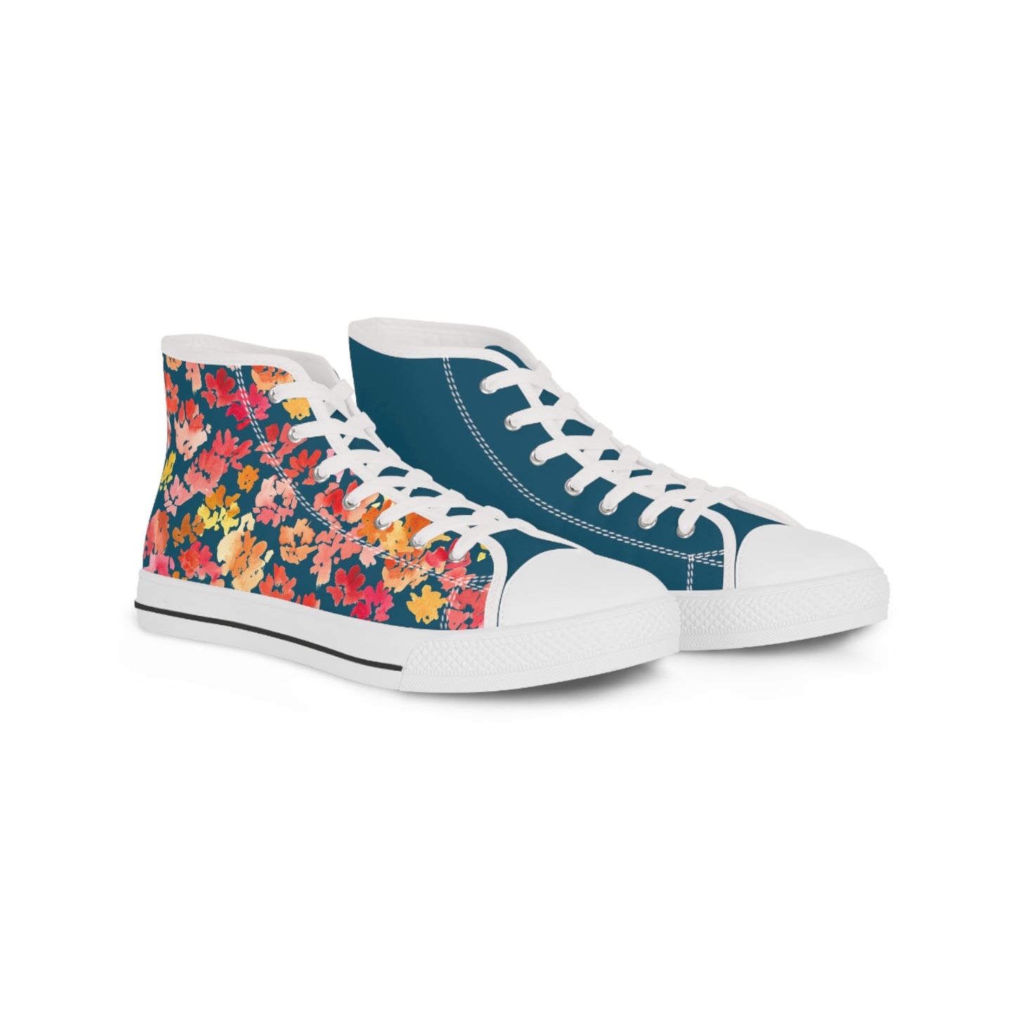 Trendy Color Block Posy High Top Sneakers with Floral Design – Stylish Shoes for All | Unique Gift Idea - Brooke Zitting, LLC