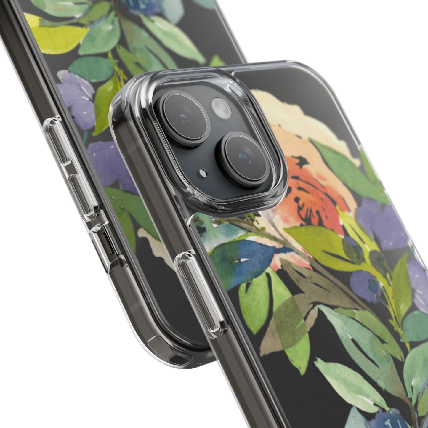 Watercolor Floral Blooms Wreath Clear Phone Case Design - Brooke Zitting, LLC