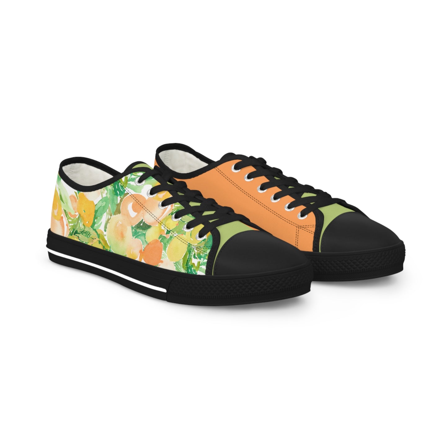 Colorblock Peach Floral Patterned Low Top Sneakers – Stylish Shoes for All | Unique Gift Idea - Brooke Zitting, LLC
