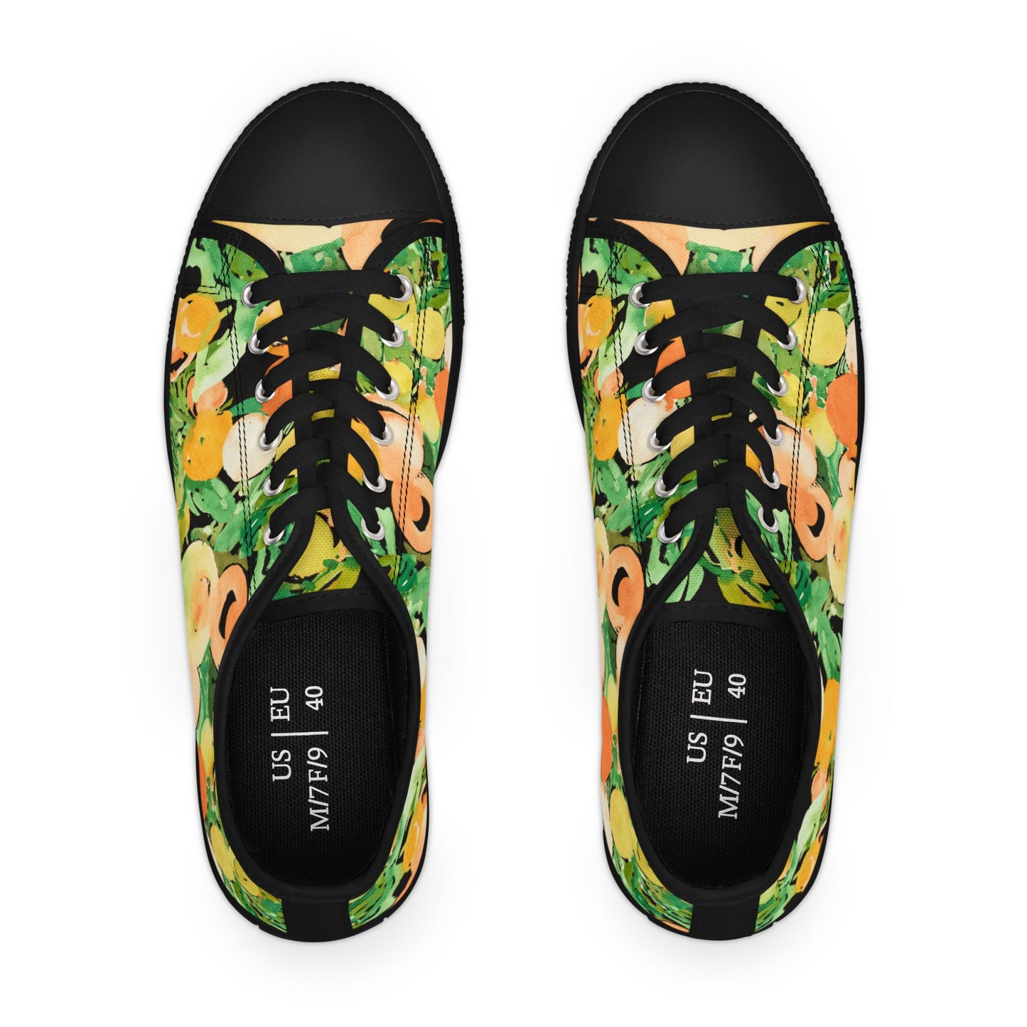 Watercolor Citrus and Peaches Low Top Sneakers – Stylish Shoes for All | Unique Gift Idea - Brooke Zitting, LLC