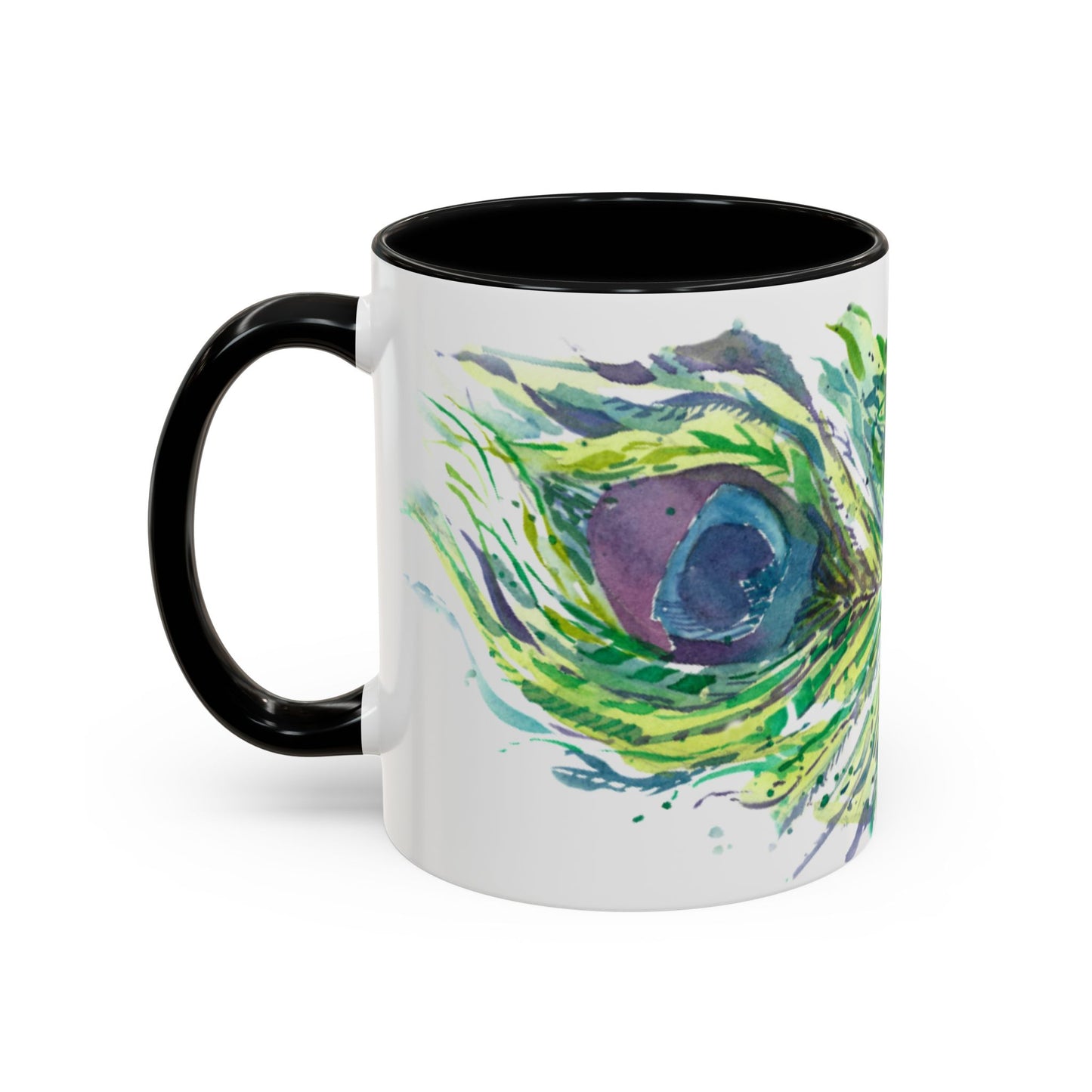 Light as a Feather Peacock Feather Accent Coffee Mug (11, 15oz) - Brooke Zitting, LLC