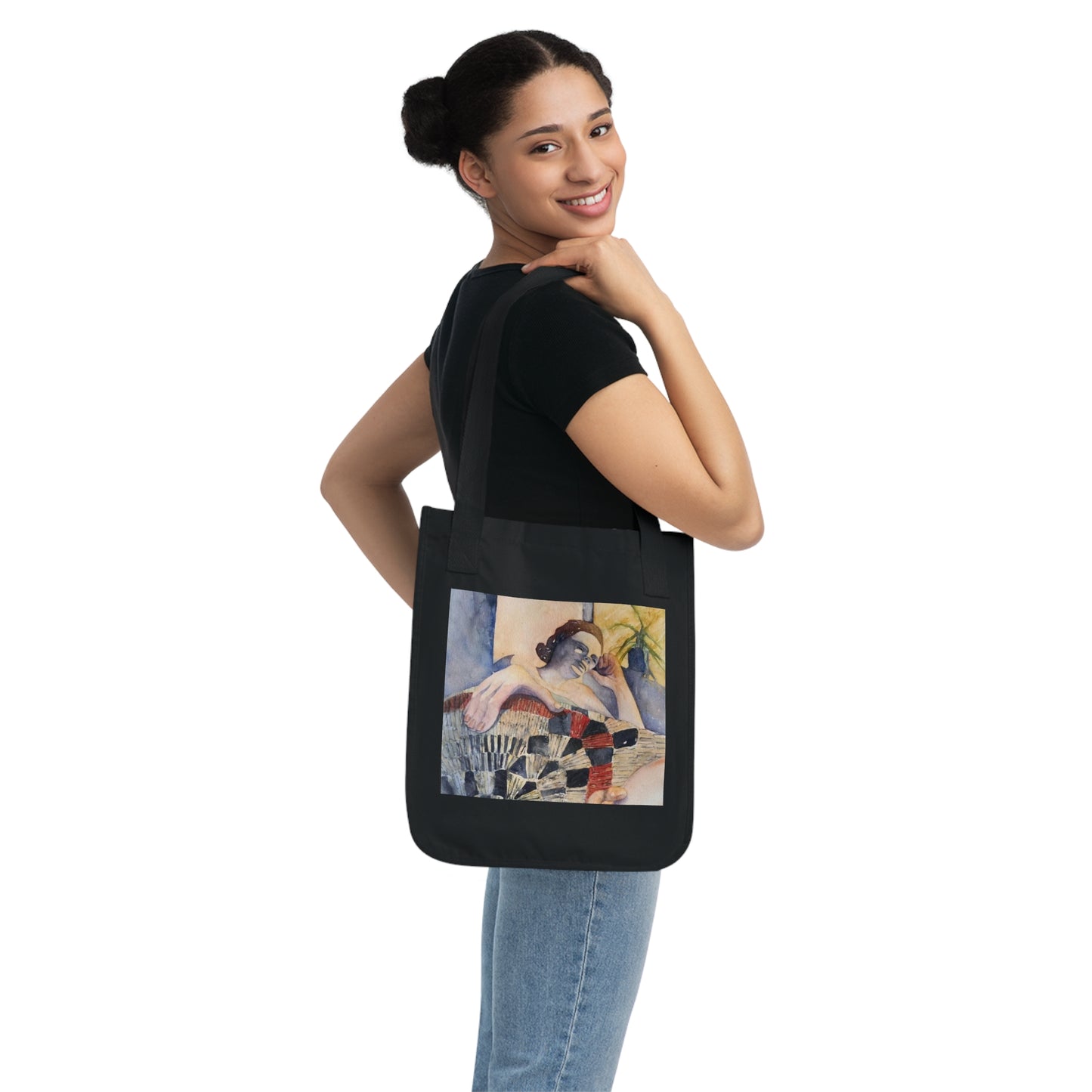 Sunroom Repose Watercolor Design Organic Canvas Tote – Eco-Friendly, Watercolor Fine Art, Reusable Bag for Art Lovers - Brooke Zitting, LLC