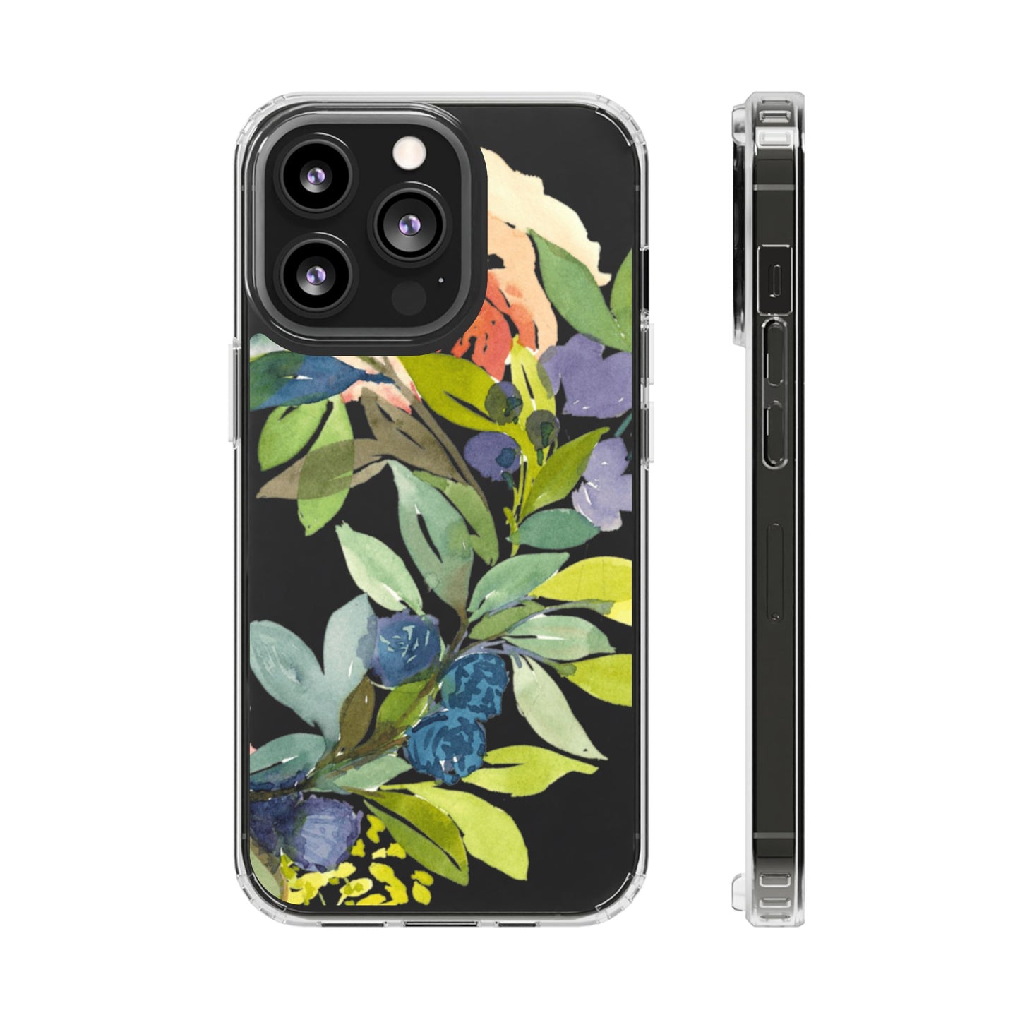Watercolor Floral Blooms Wreath Clear Phone Case Design - Brooke Zitting, LLC