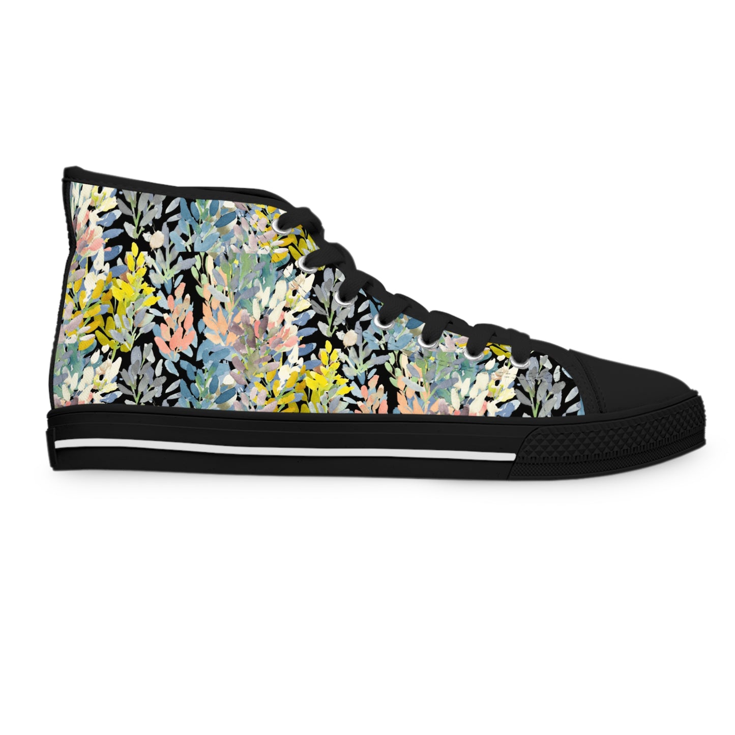 Petal Parade Dark Colorful High Top Sneakers with Floral Design – Stylish Shoes for All | Unique Gift Idea - Brooke Zitting, LLC