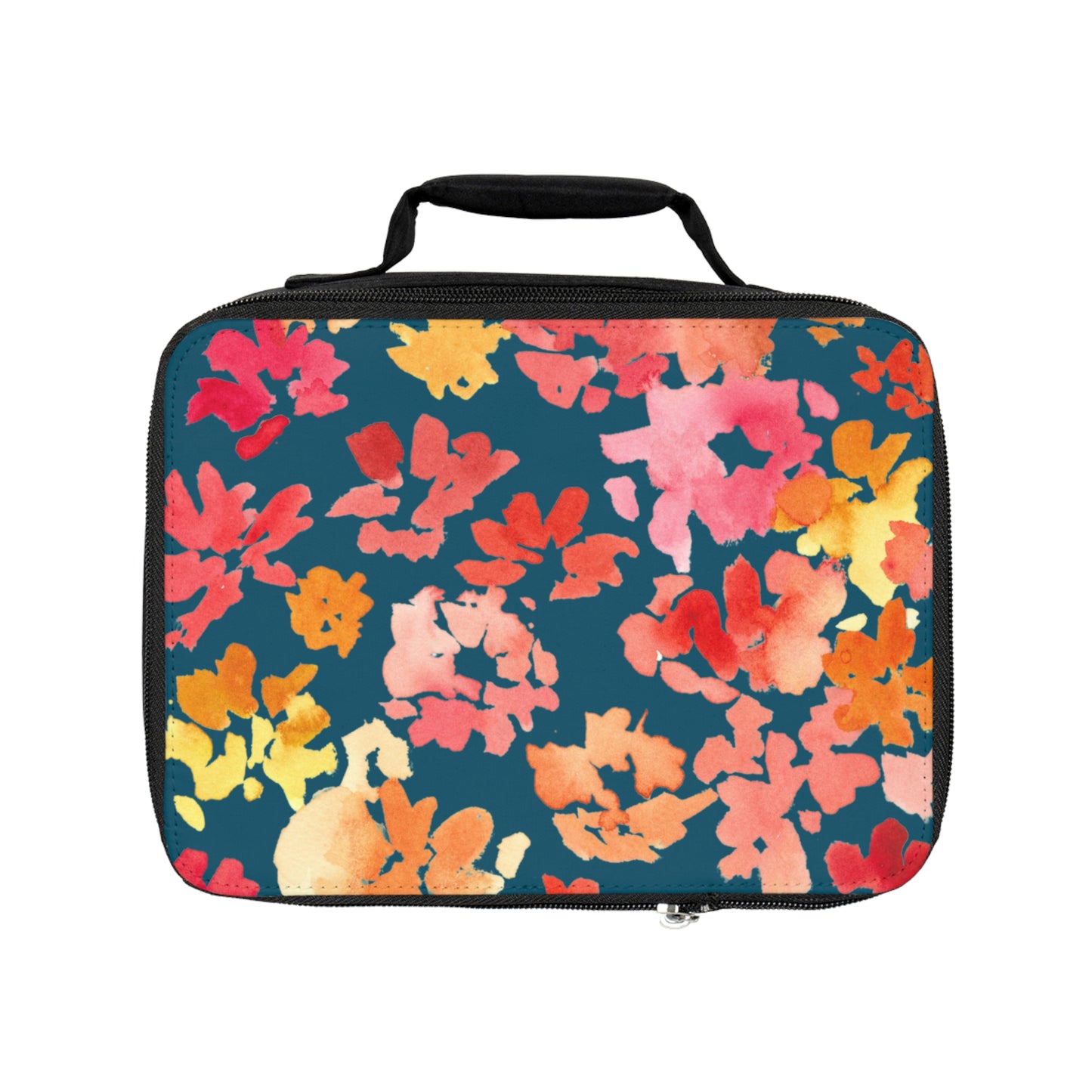 Warm Posy Watercolor Design Lunch Bag – Eco-Friendly Tote for School, Work, Picnics & Beach - Brooke Zitting, LLC
