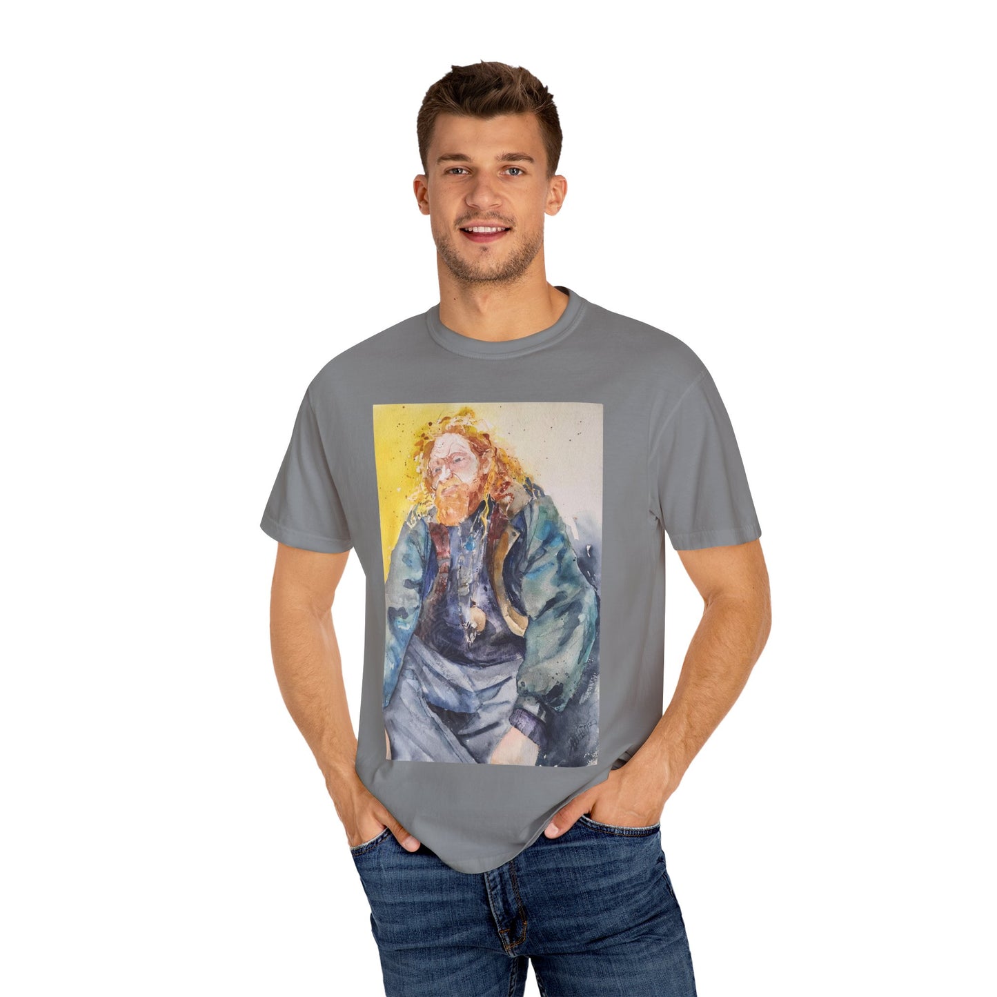 Artistic Unisex Garment-Dyed T-shirt, Vibrant Watercolor Design, Casual Wear, Artist Gift, Custom T-shirt