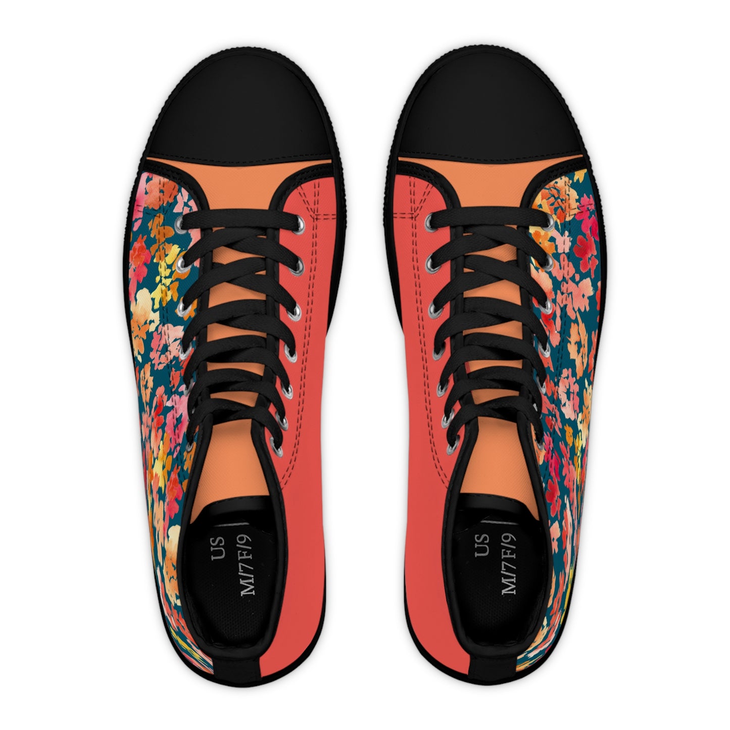 Vibrant Colorblock and Peacock Posy Colorful High Top Sneakers with Floral Design – Stylish Shoes for All | Unique Gift Idea - Brooke Zitting, LLC