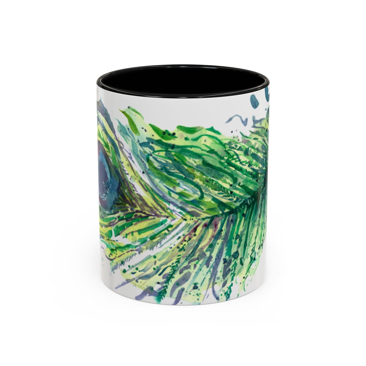 Light as a Feather Peacock Feather Accent Coffee Mug (11, 15oz) - Brooke Zitting, LLC