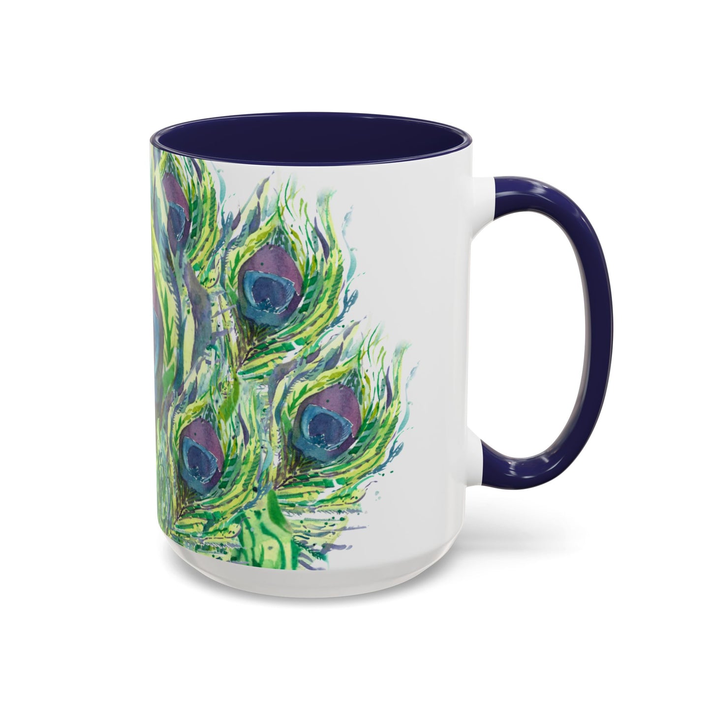 Colorful Peacock Feathers Mug Print (11oz, 15oz) - Brooke Zitting, LLC