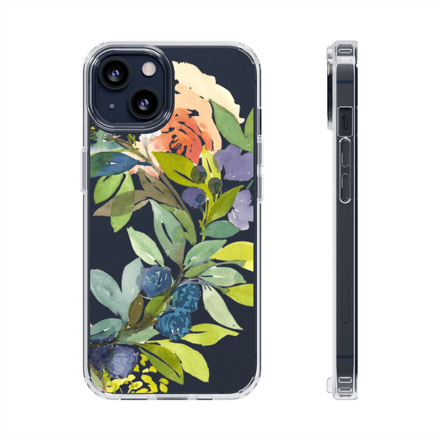 Watercolor Floral Blooms Wreath Clear Phone Case Design - Brooke Zitting, LLC