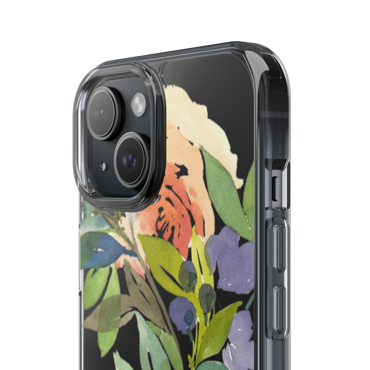 Watercolor Floral Blooms Wreath Clear Phone Case Design - Brooke Zitting, LLC