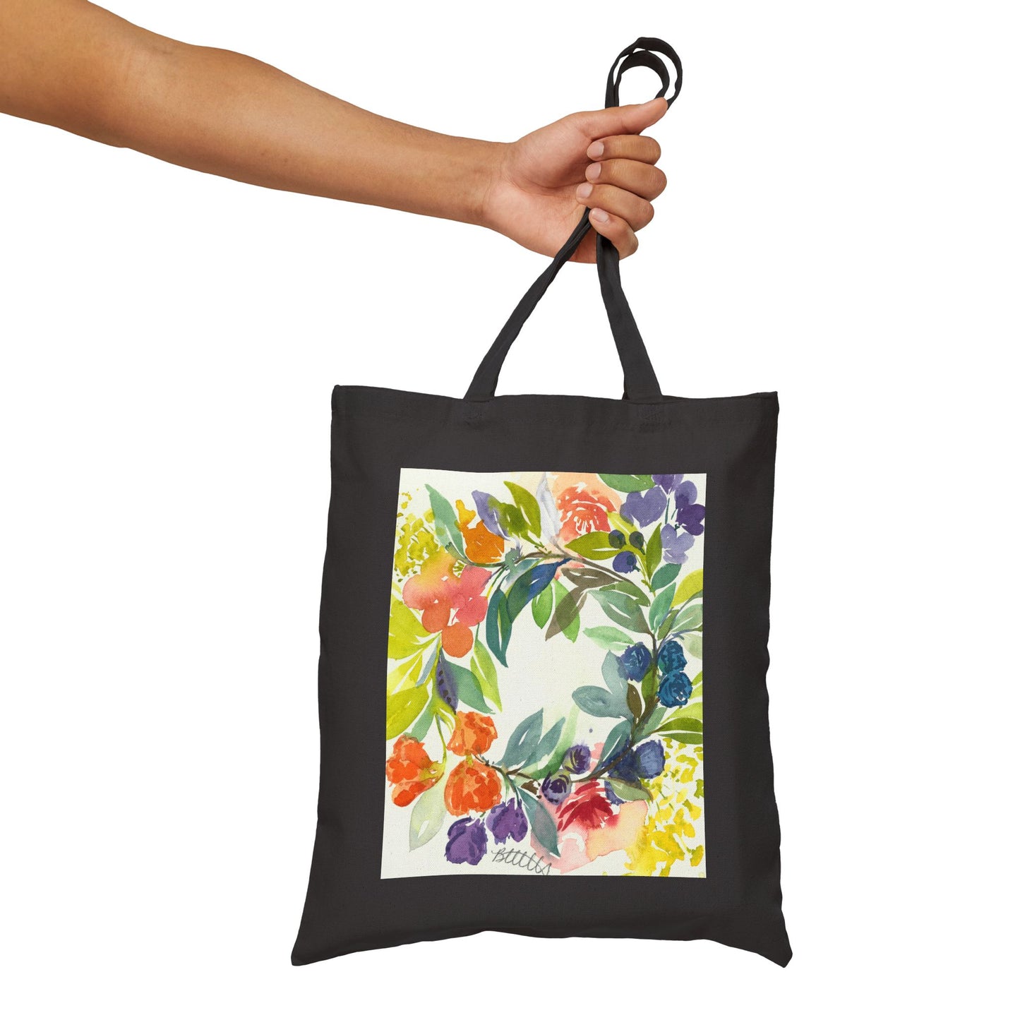 Floral Blooms Cotton Canvas Tote – Eco-Friendly Beach & Shopping Bag for Ocean Lovers