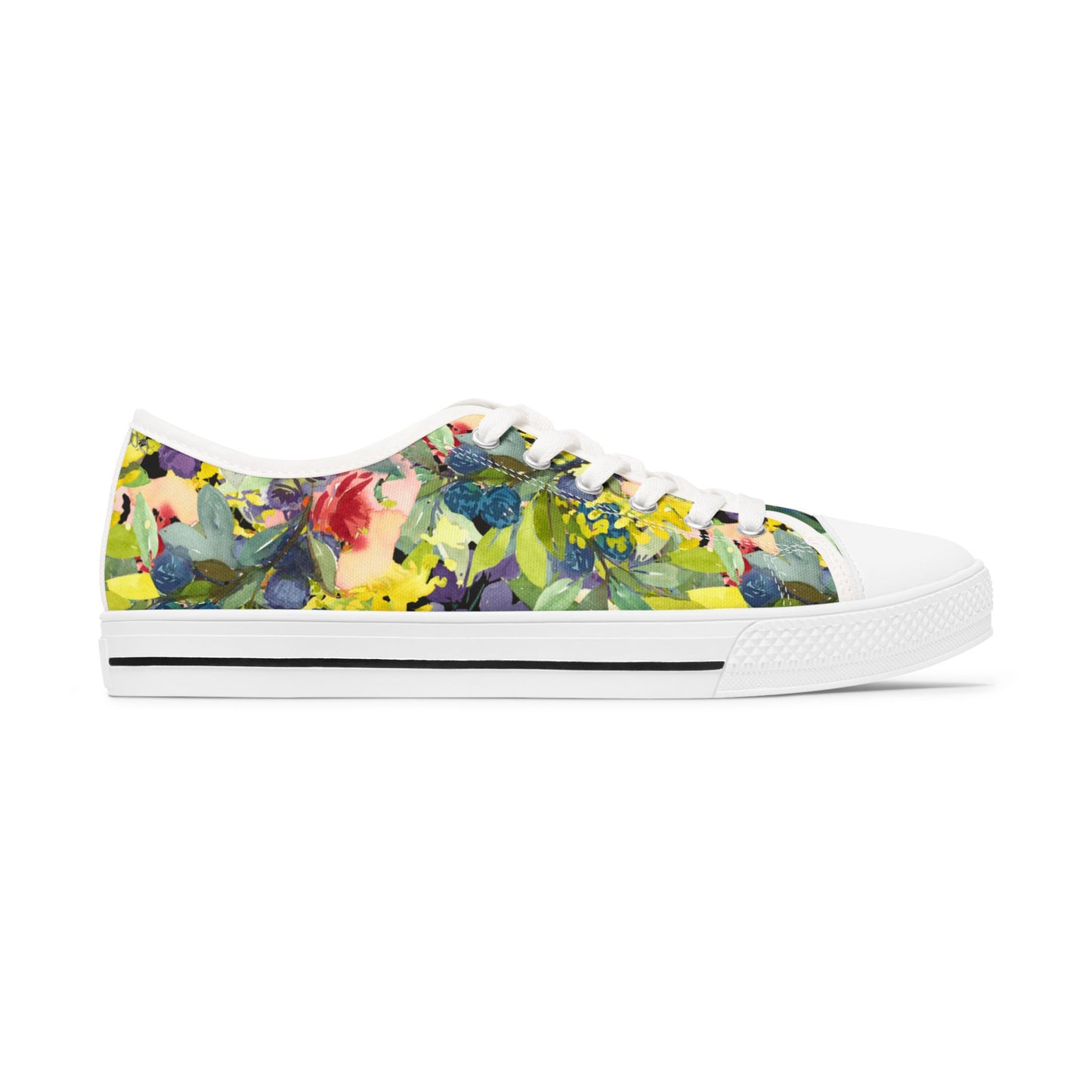 Watercolor Playful Floral Wreath Low Top Sneakers – Stylish Shoes for All | Unique Gift Idea - Brooke Zitting, LLC