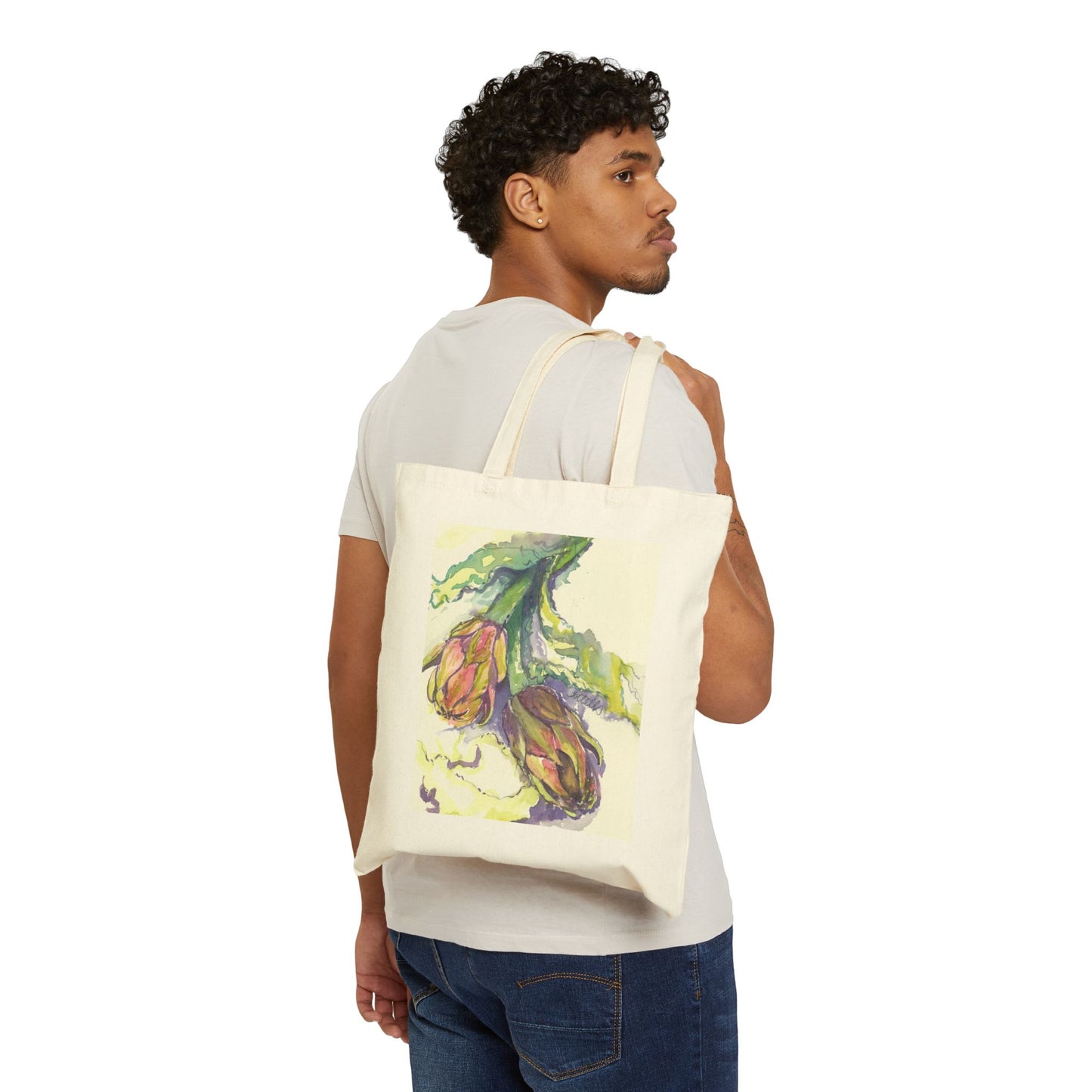 Italian Artichoke Cotton Canvas Tote – Eco-Friendly Beach & Shopping Bag for Ocean Lovers - Brooke Zitting, LLC