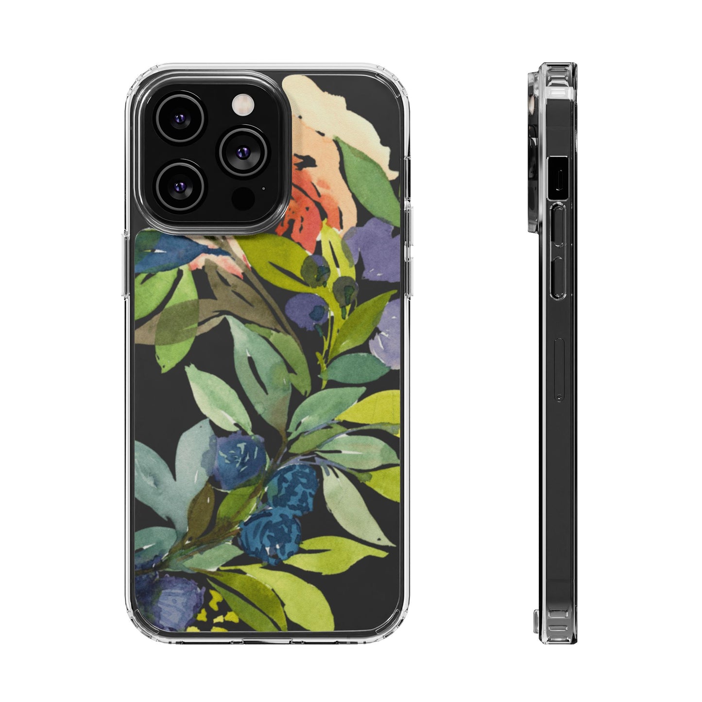 Watercolor Floral Blooms Wreath Clear Phone Case Design - Brooke Zitting, LLC