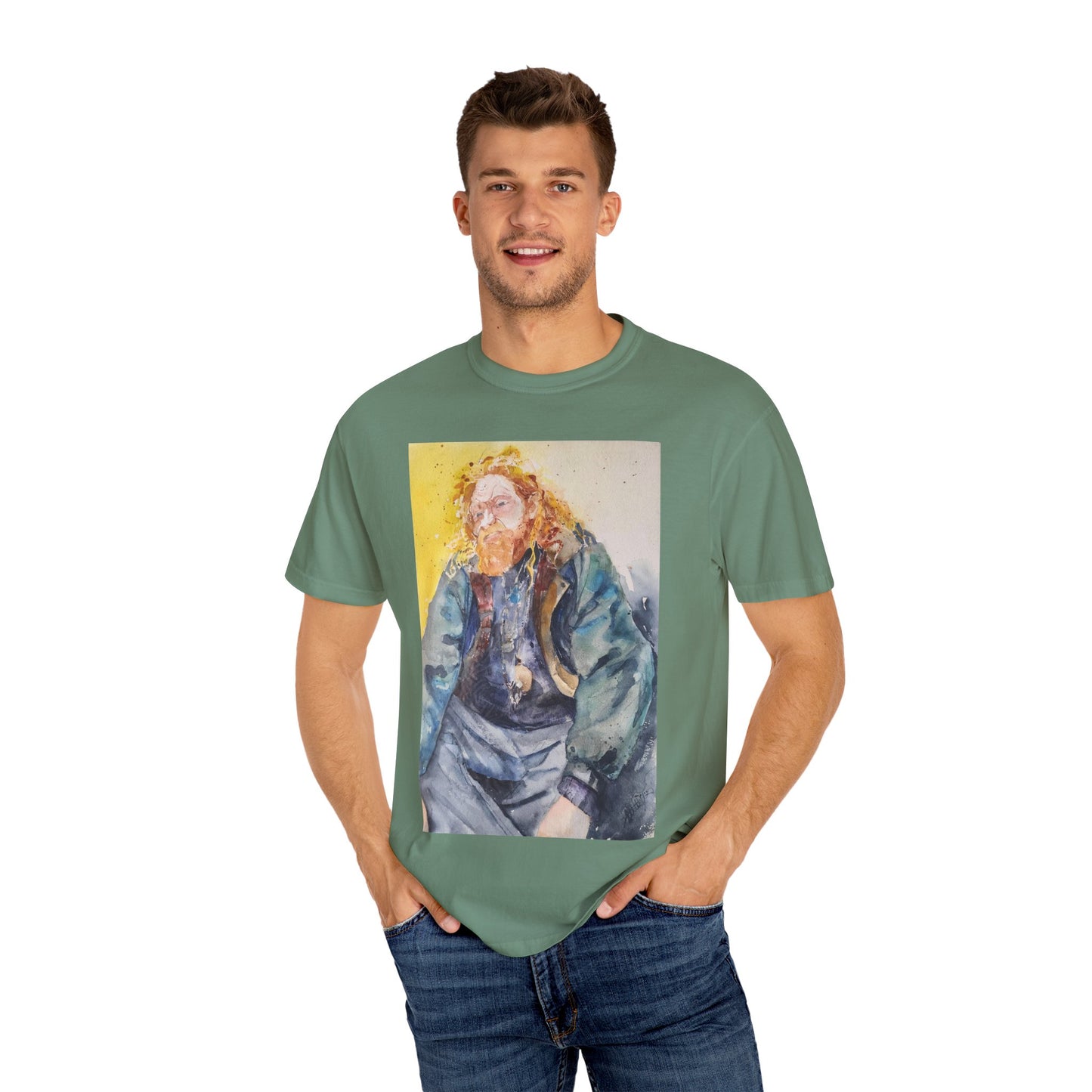Artistic Unisex Garment-Dyed T-shirt, Vibrant Watercolor Design, Casual Wear, Artist Gift, Custom T-shirt