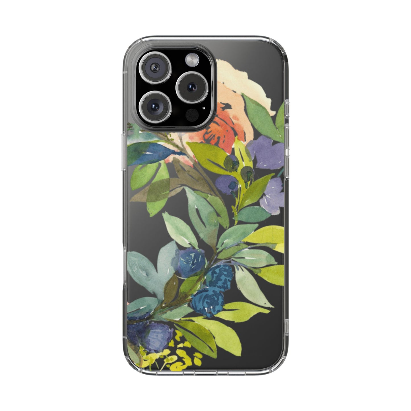 Watercolor Floral Blooms Wreath Clear Phone Case Design - Brooke Zitting, LLC
