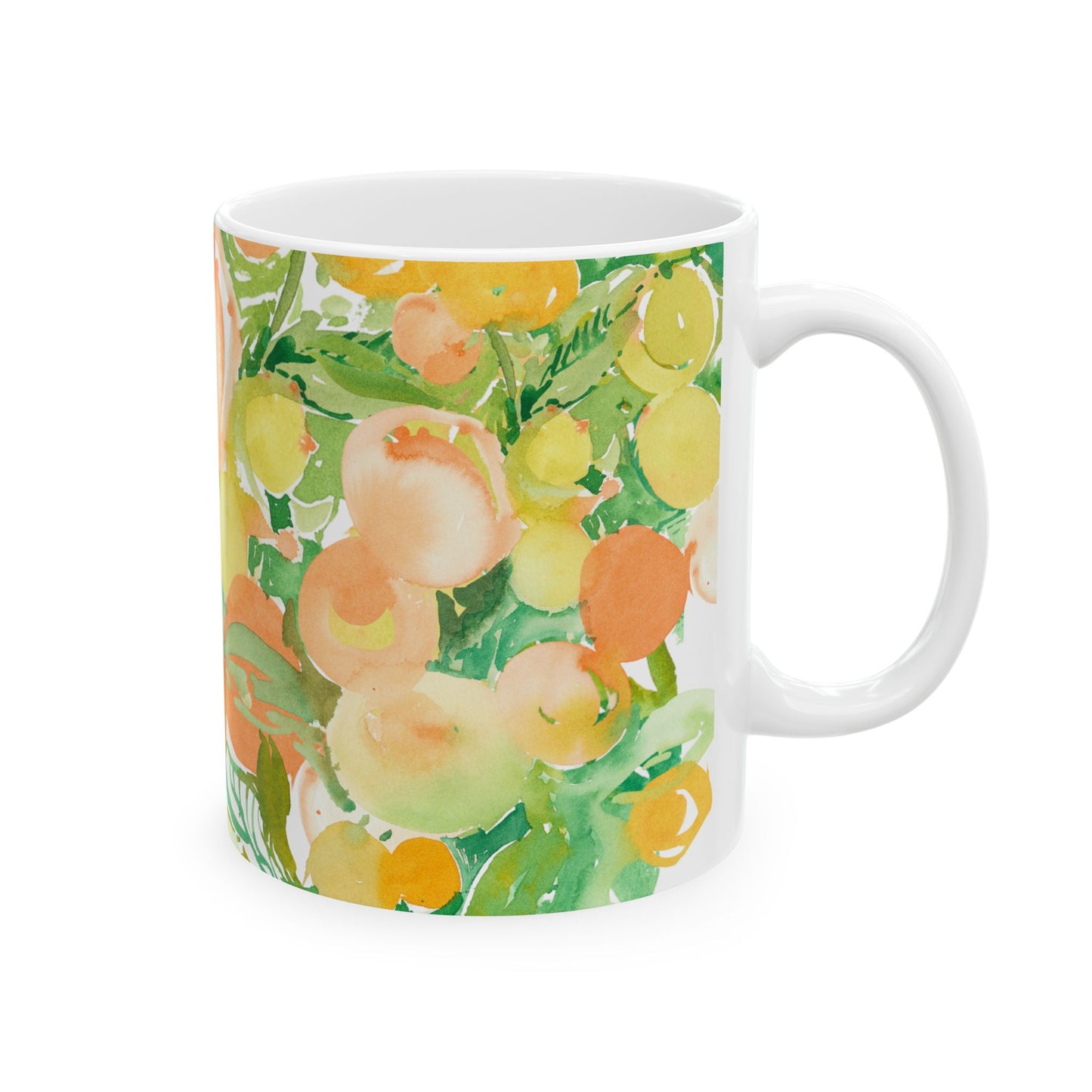 Peach Citrus Mug (11oz, 15oz) Watercolor Design - Brooke Zitting, LLC
