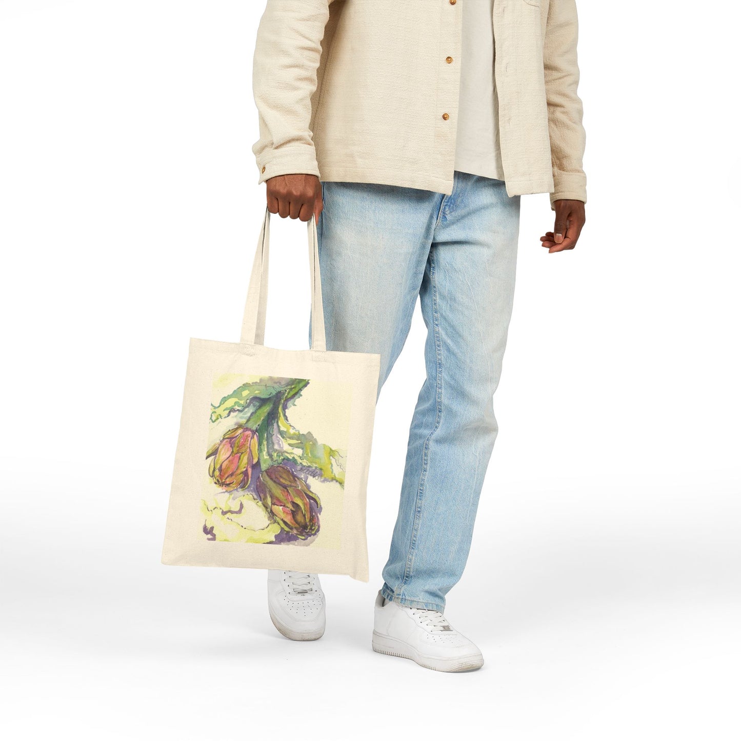 Italian Artichoke Cotton Canvas Tote – Eco-Friendly Beach & Shopping Bag for Ocean Lovers - Brooke Zitting, LLC
