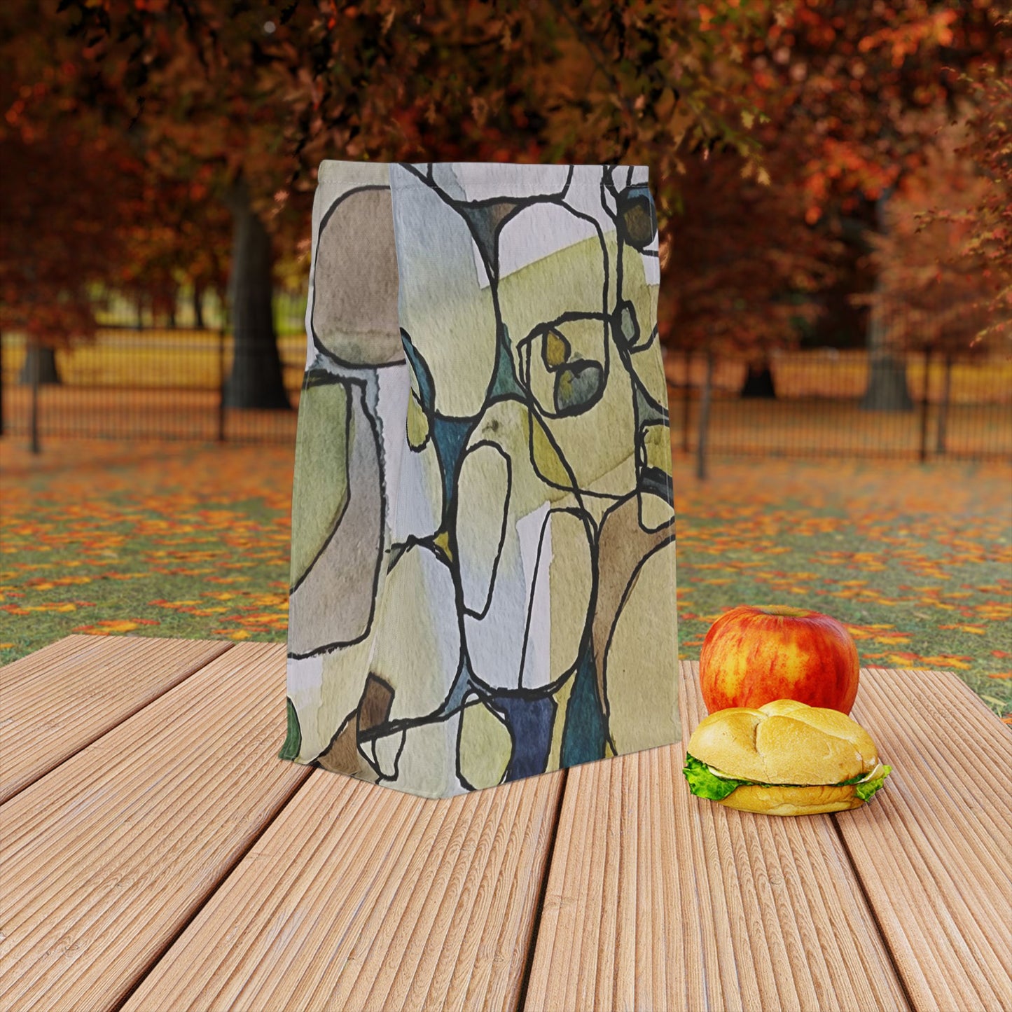 Fragmented Whisper Watercolor Design Lunch Bag – Insulated, Wipe-Clean, Eco-Friendly Tote for Daily Use - Brooke Zitting, LLC