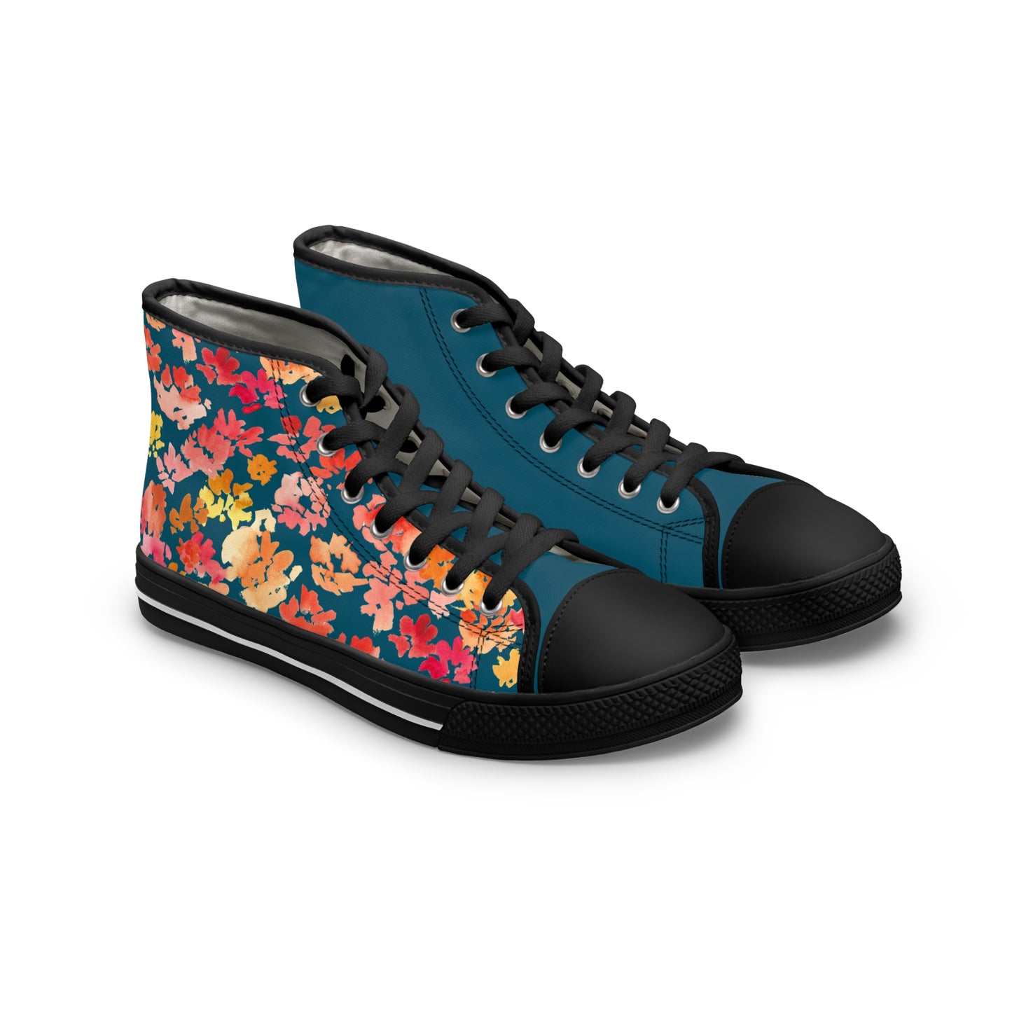 Trendy Color Block Posy High Top Sneakers with Floral Design – Stylish Shoes for All | Unique Gift Idea - Brooke Zitting, LLC