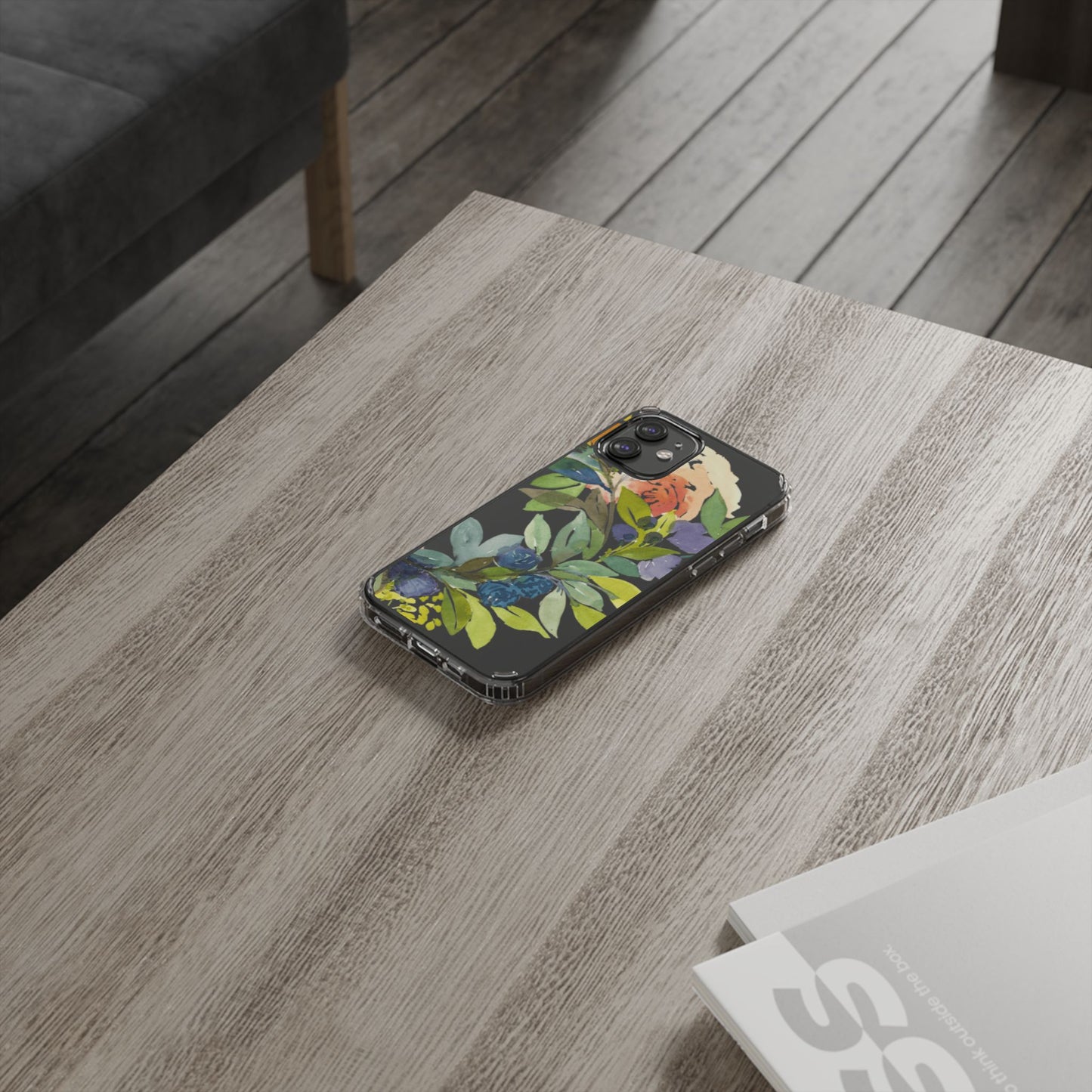 Watercolor Floral Blooms Wreath Clear Phone Case Design - Brooke Zitting, LLC