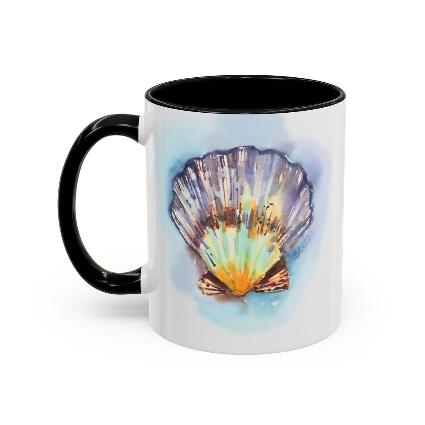 This Seashell Mug with Accent Color (11oz, 15 oz) - Brooke Zitting, LLC