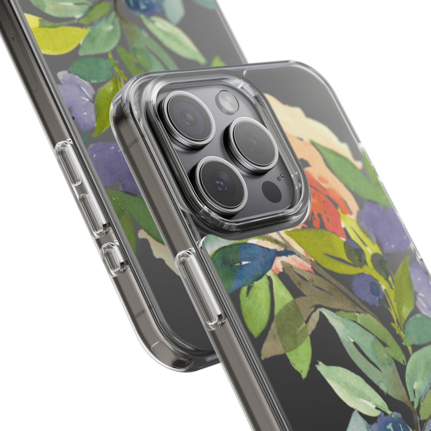 Watercolor Floral Blooms Wreath Clear Phone Case Design - Brooke Zitting, LLC