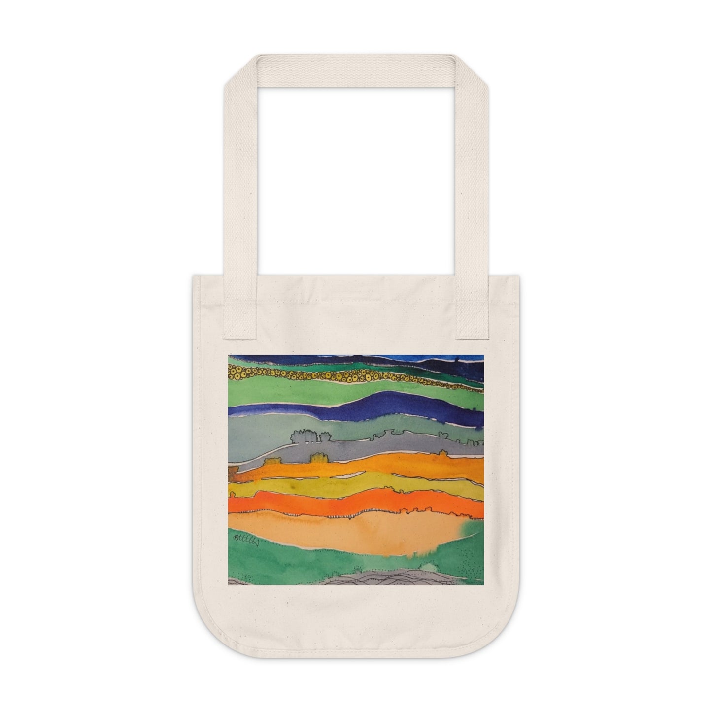 Striped Landscape Watercolor Design Organic Canvas Tote – Eco-Friendly, Watercolor Fine Art, Reusable Bag for Art Lovers - Brooke Zitting, LLC