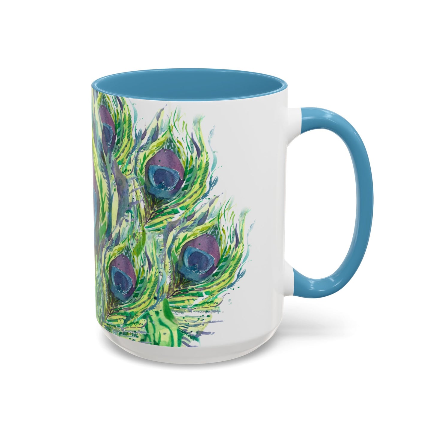 Colorful Peacock Feathers Mug Print (11oz, 15oz) - Brooke Zitting, LLC