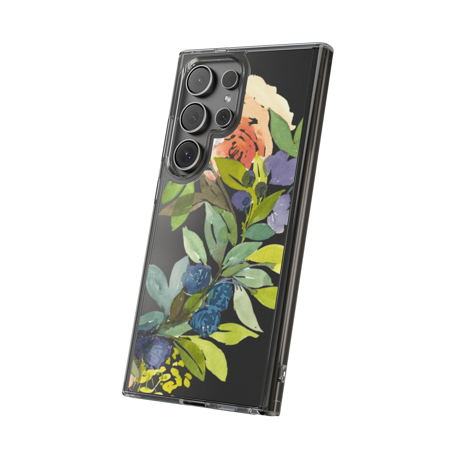 Watercolor Floral Blooms Wreath Clear Phone Case Design - Brooke Zitting, LLC