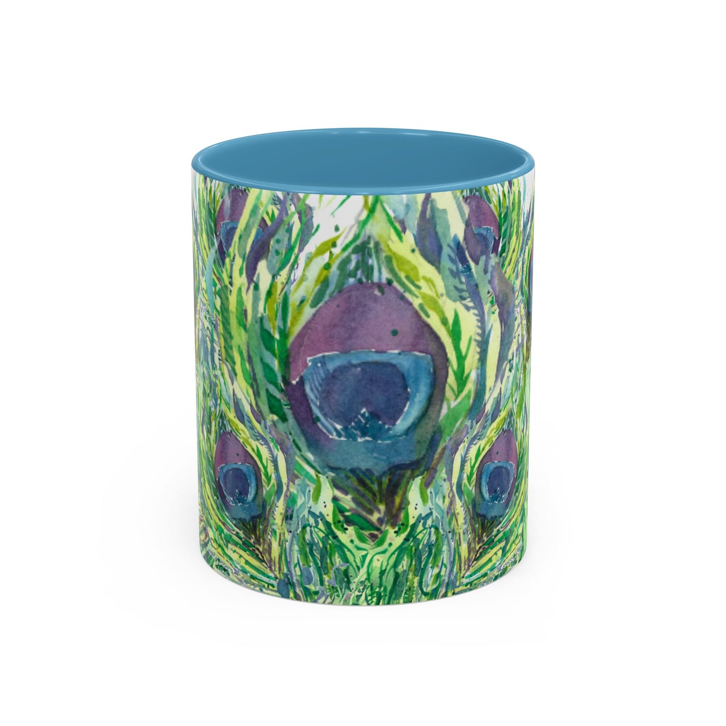 Colorful Peacock Feathers Mug Print (11oz, 15oz) - Brooke Zitting, LLC