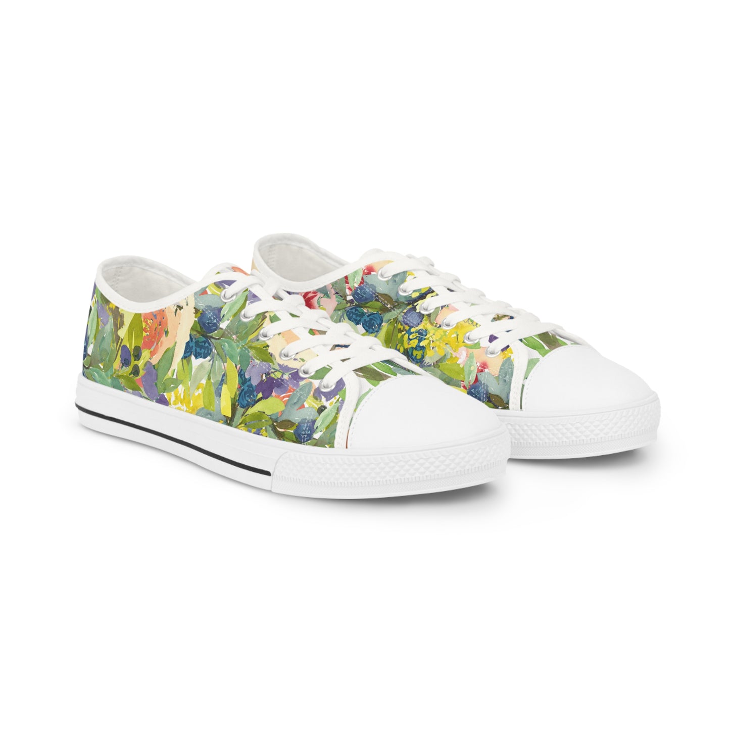 Watercolor Expressive Floral Wreath Low Top Sneakers – Stylish Shoes for All | Unique Gift Idea - Brooke Zitting, LLC
