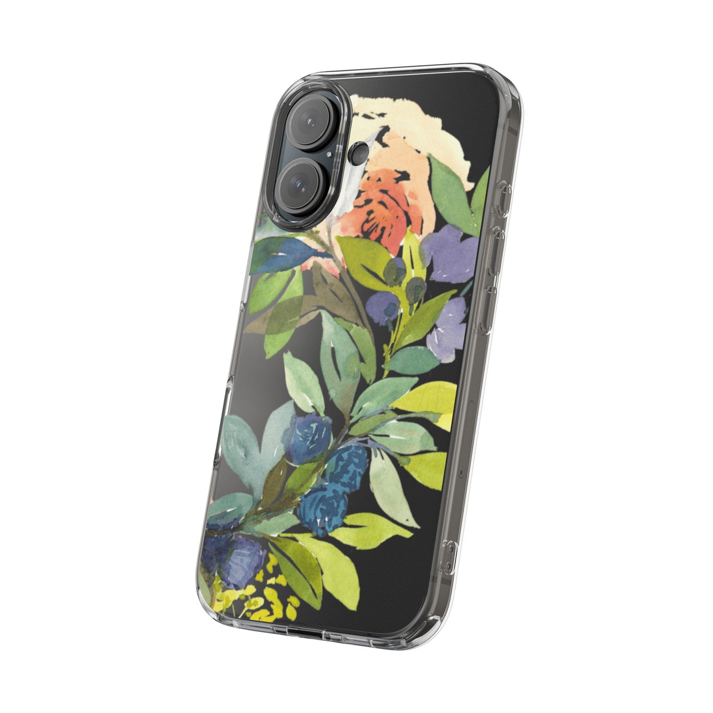 Watercolor Floral Blooms Wreath Clear Phone Case Design - Brooke Zitting, LLC