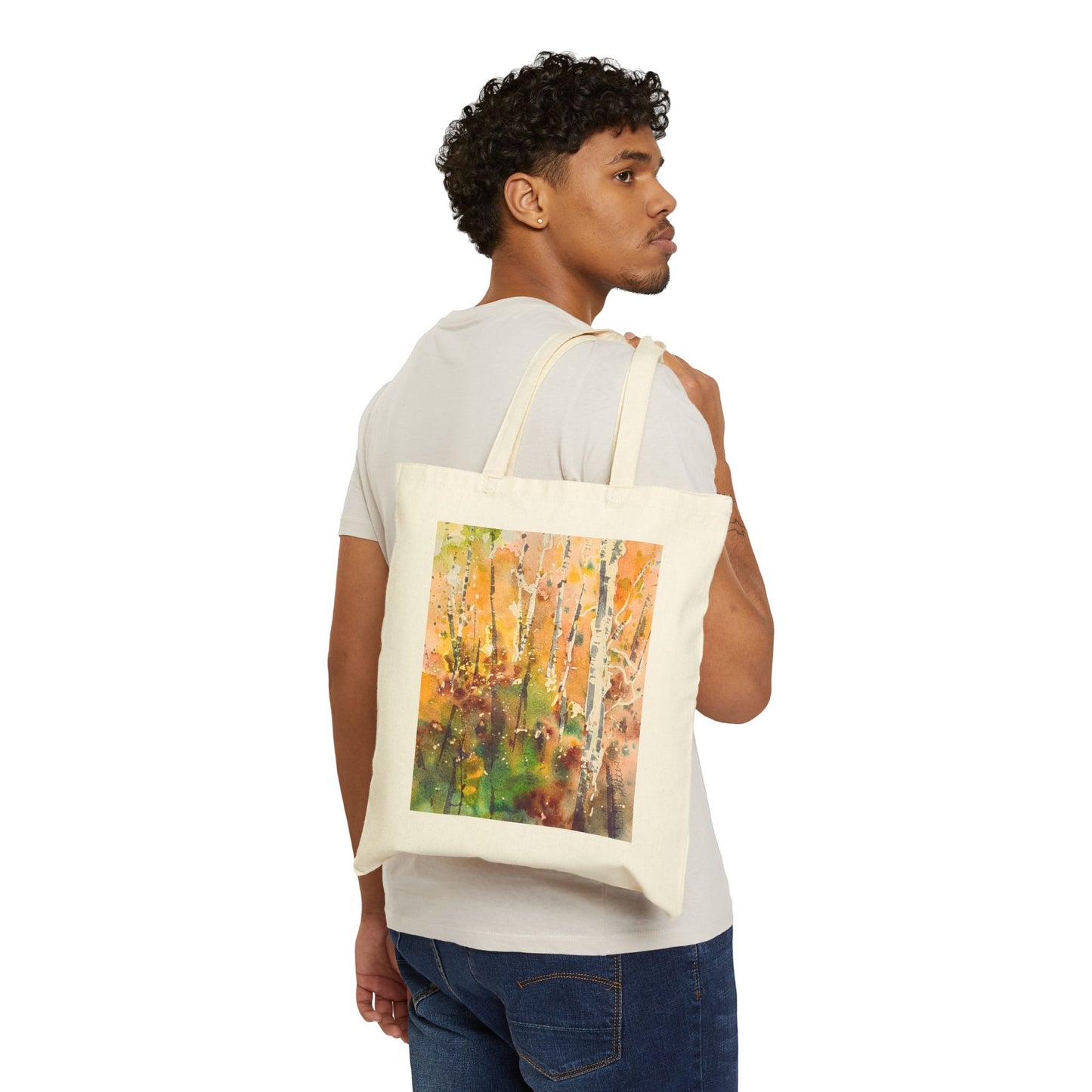 Autumn’s Gentle Haze Cotton Canvas Tote – Eco-Friendly Beach & Shopping Bag for Ocean Lovers