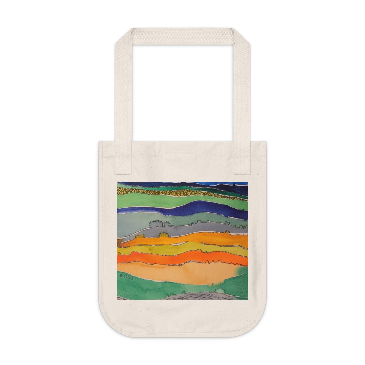 Striped Landscape Watercolor Design Organic Canvas Tote – Eco-Friendly, Watercolor Fine Art, Reusable Bag for Art Lovers - Brooke Zitting, LLC