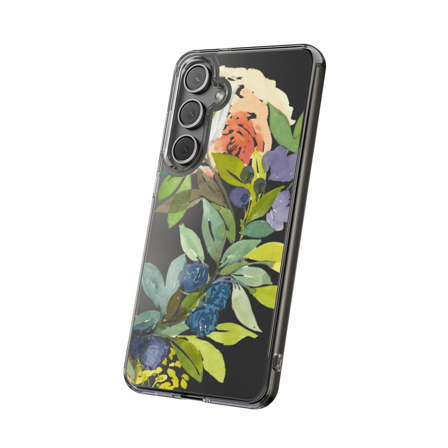 Watercolor Floral Blooms Wreath Clear Phone Case Design - Brooke Zitting, LLC