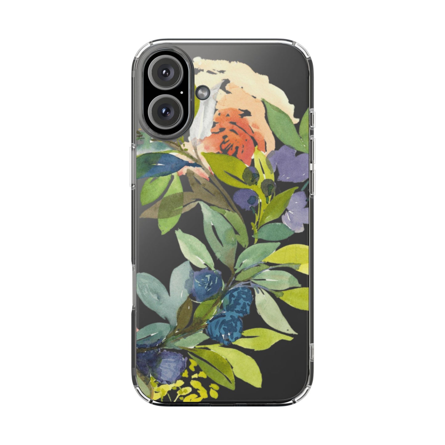 Watercolor Floral Blooms Wreath Clear Phone Case Design - Brooke Zitting, LLC