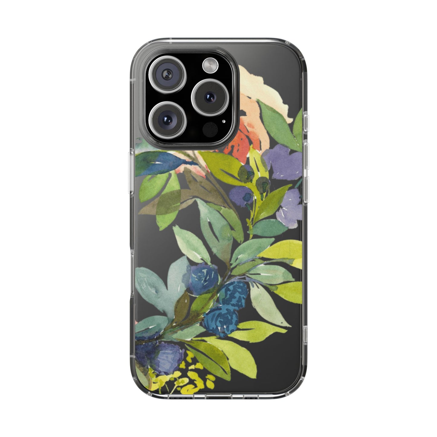 Watercolor Floral Blooms Wreath Clear Phone Case Design - Brooke Zitting, LLC