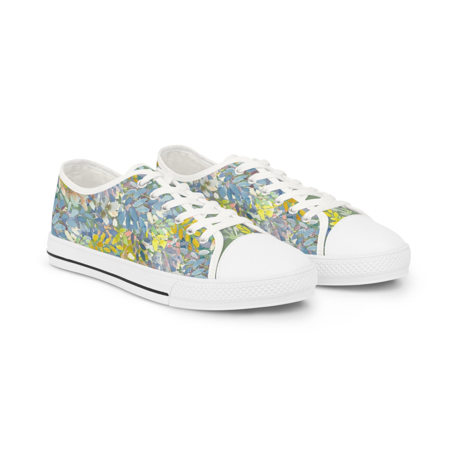 Watercolor Petal Parade with Accent Low Top Sneakers – Stylish Shoes for All | Unique Gift Idea - Brooke Zitting, LLC