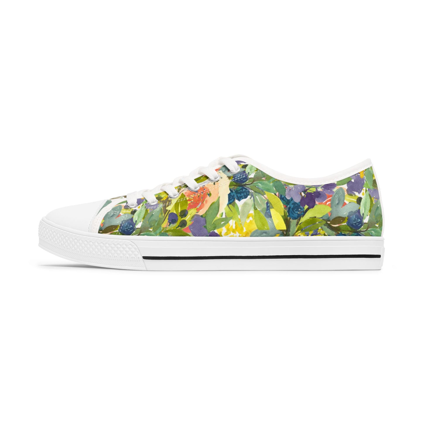 Watercolor Expressive Floral Wreath Low Top Sneakers – Stylish Shoes for All | Unique Gift Idea - Brooke Zitting, LLC